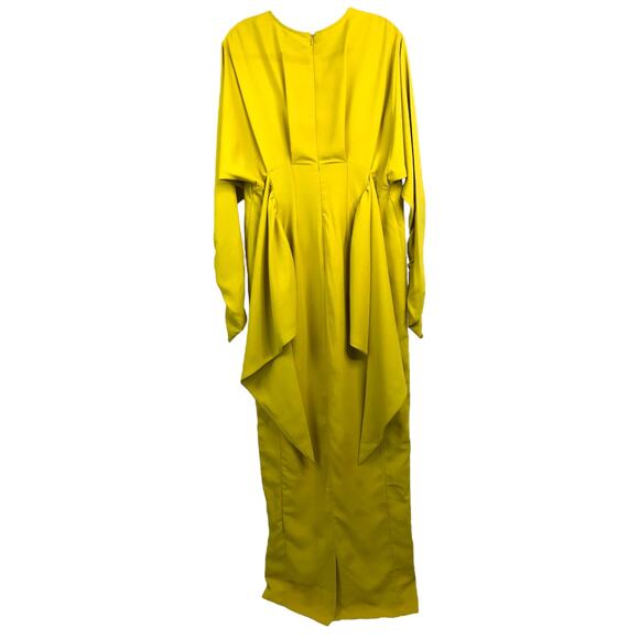 ASOS Design Maxi Dress Womens Sz 8 Yellow Ruched Long Sleeve - Picture 1 of 12